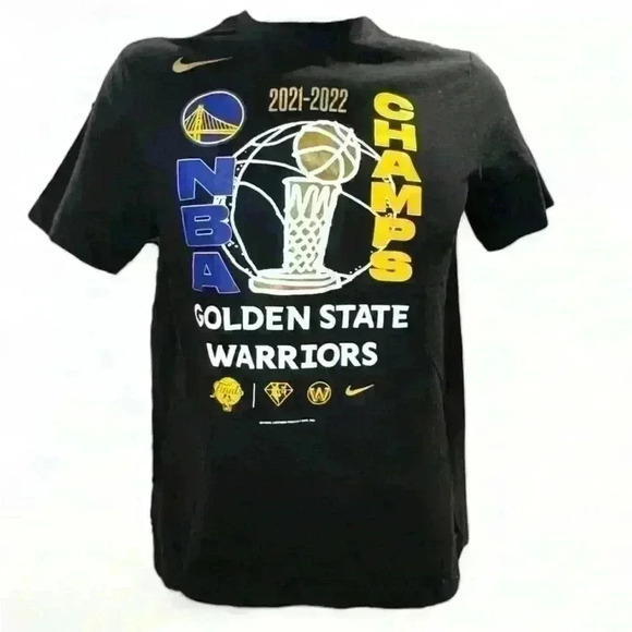 Nike - Black Golden State Warriors 21-22 NBA Champs shirt- Men’s Medium - Picture 1 of 3